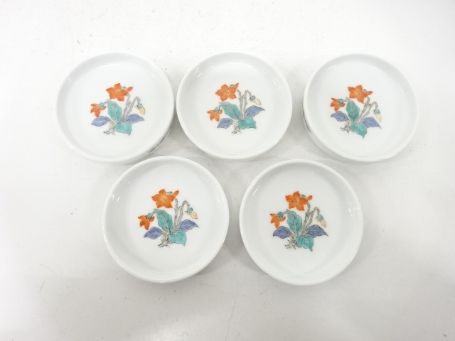  人間国宝　十四代　酒井田柿右衛門造　錦　花文　受皿　5客揃